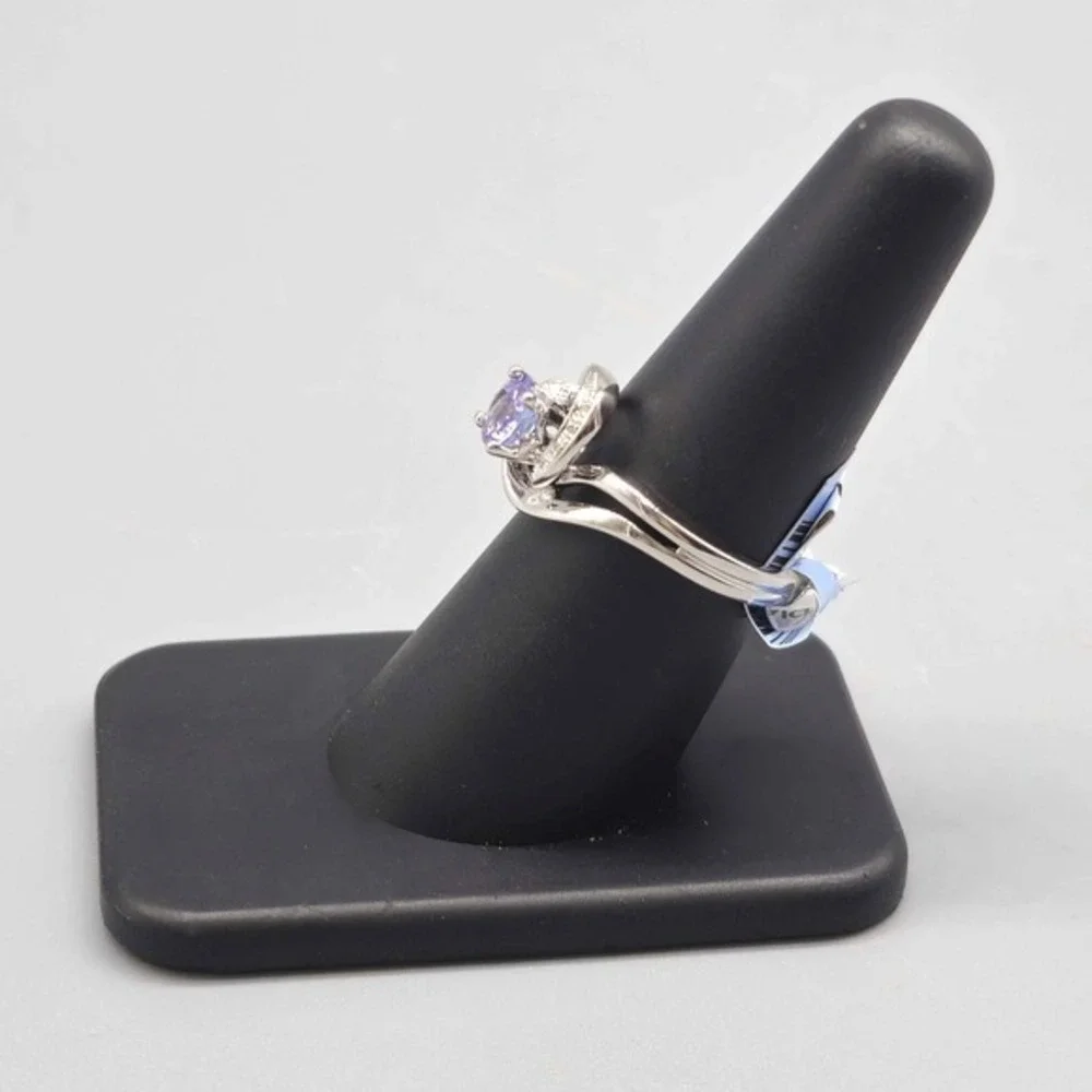 .925 SILVER DIAMOND & TANZANITE RING SIZE 7 4G (GNH022905)